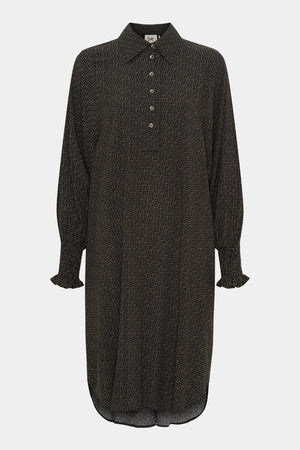 I SAY Asta Smock Dress Dresses M85 Graphic Khaki Strokes