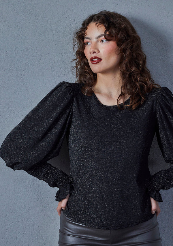 I SAY Barbel Blouse Blouses H87 Black w/Silver