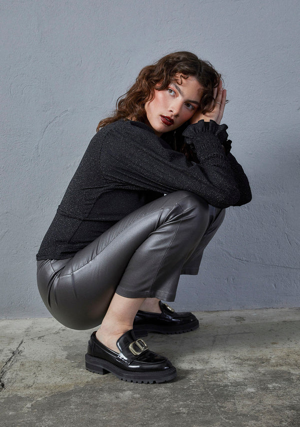 I SAY Barbel Blouse Blouses H87 Black w/Silver