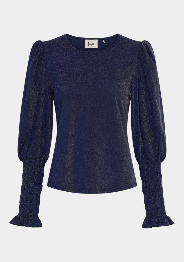 I SAY Barbel Blouse Blouses M98 Blue w/Silver
