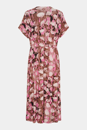 I SAY Louis V-Neck Dress Dresses M68 Luxury Camel w/Pink
