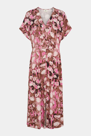 I SAY Louis V-Neck Dress Dresses M68 Luxury Camel w/Pink
