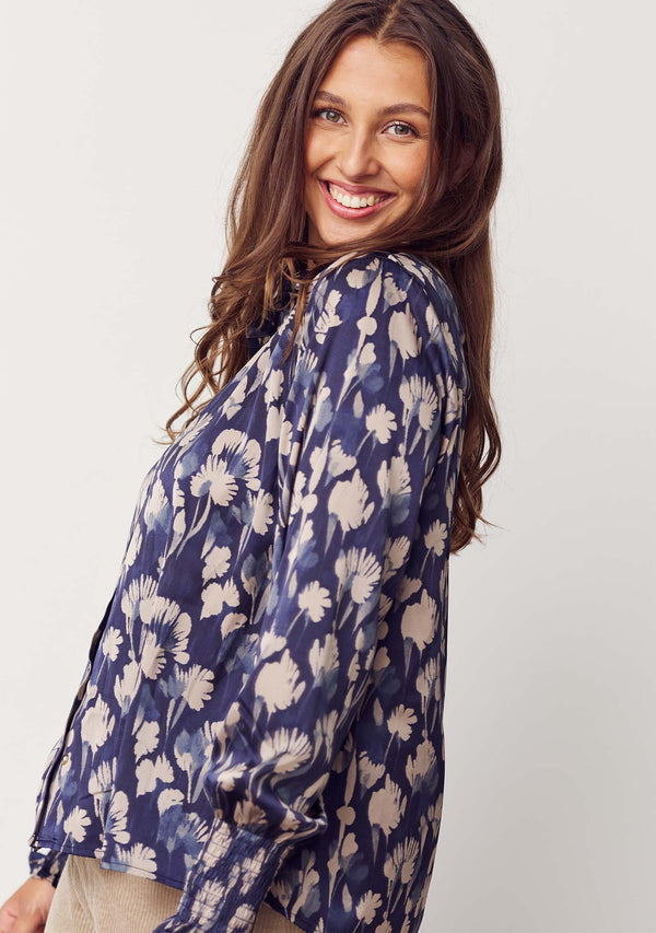 I SAY Melba Printed Blouse Blouses A30 Blue Mood