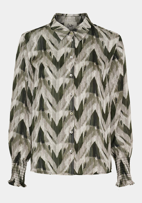 I SAY Vibse Shirt Shirts N11 Khaki ZigZag