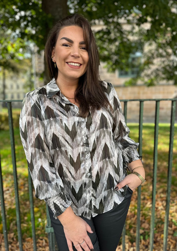 I SAY Vibse Shirt Shirts N11 Khaki ZigZag