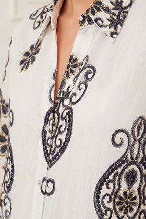 I SAY Ane Button Shirt Shirts N25 Summer Border Print