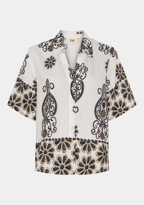 I SAY Ane Button Shirt Shirts N25 Summer Border Print