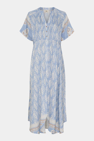 I SAY Ane New Dress Dresses D88 Light Blue Border Paisley