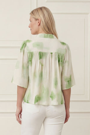 I SAY Ane Placket Blouse Blouses N27 Green Watercolor