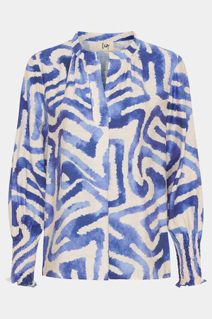 I SAY Ane Printed Blouse Blouses N21 Blue Graphical