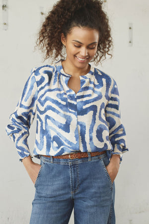 I SAY Ane Printed Blouse Blouses N21 Blue Graphical