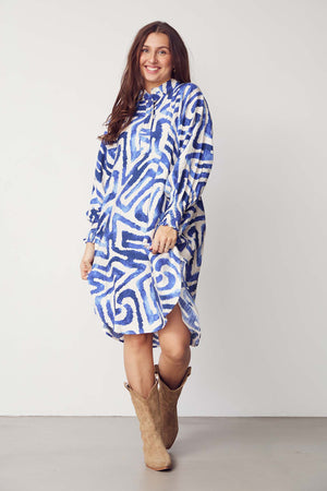 I SAY Ane Printed Dress Dresses N21 Blue Graphical