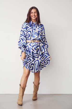 I SAY Ane Printed Dress Dresses N21 Blue Graphical