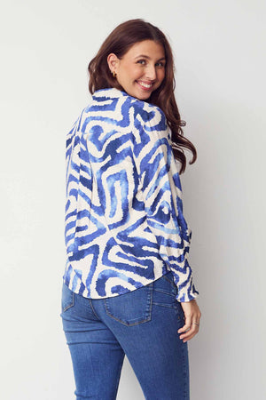 I SAY Ane Smock Shirt Shirts N21 Blue Graphical