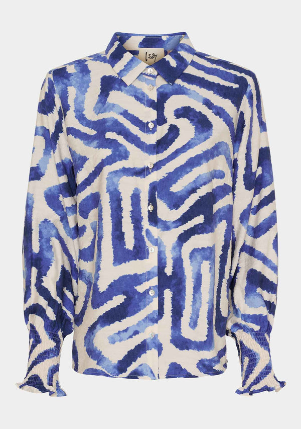 I SAY Ane Smock Shirt Shirts N21 Blue Graphical