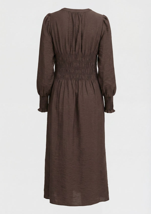 I SAY Ane V-Neck Dress Dresses 356 Dark brown