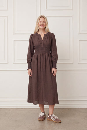I SAY Ane V-Neck Dress Dresses 356 Dark brown