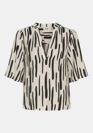 I SAY Ane s/s Blouse Blouses M64 Black Brushstrokes