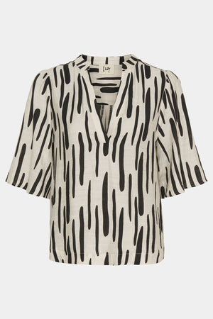 I SAY Ane s/s Blouse Blouses M64 Black Brushstrokes