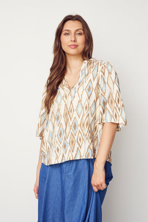 I SAY Ane s/s Blouse Blouses M66 Light Mint Square