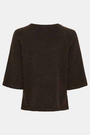 I SAY Anna 3/4 Sleeve Pullover Knitwear 357 Dark Brown Melange