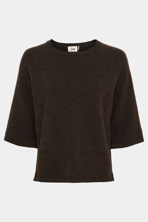 I SAY Anna 3/4 Sleeve Pullover Knitwear 357 Dark Brown Melange