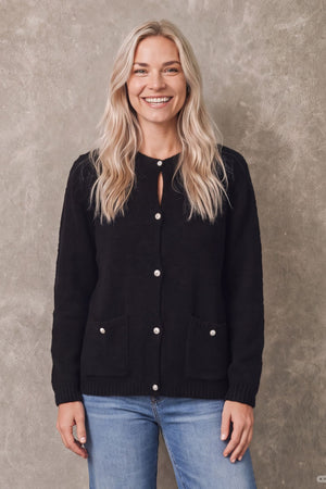 I SAY Anna Classic Cardigan Knitwear 900 Black