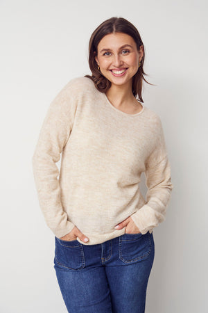 I SAY Anna Classic Pullover Knitwear 111 Sand Melange