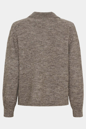 I SAY Anna Colar Cardigan Knitwear 361 Taupe Melange