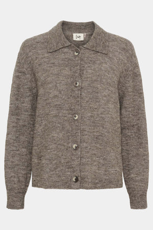 I SAY Anna Colar Cardigan Knitwear 361 Taupe Melange