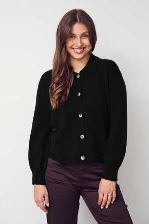 I SAY Anna Colar Cardigan Knitwear 900 Black