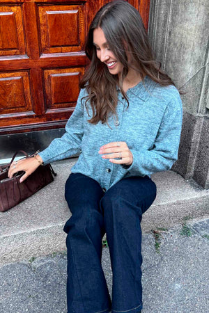 I SAY Anna Colar Cardigan Knitwear 947 Grey Melange