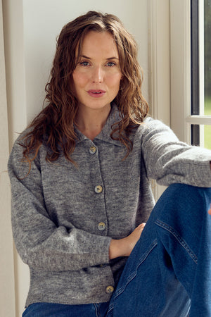 I SAY Anna Colar Cardigan Knitwear 947 Grey Melange