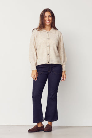 I SAY Anna Colar Cardigan Knitwear 956 Smokey