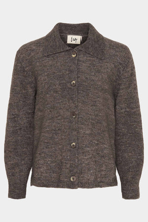 I SAY Anna Colar Cardigan Knitwear 972 Mole Melange