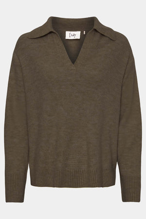 I SAY Anna Colar Knit Knitwear 890 Khaki Melange