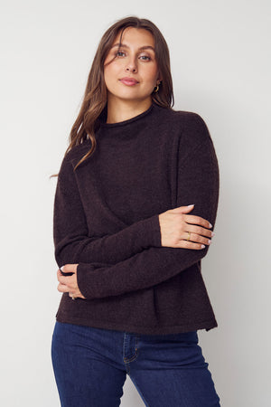 I SAY Anna Highneck Pullover Knitwear 357 Dark Brown Melange