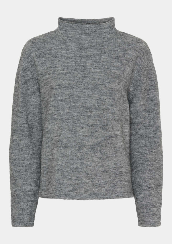 I SAY Anna Highneck Pullover Knitwear 947 Grey Melange