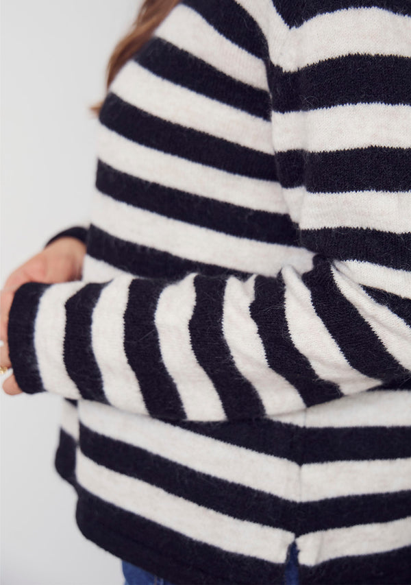 I SAY Anna Highneck Pullover Knitwear M27 Black/Cream Stripe