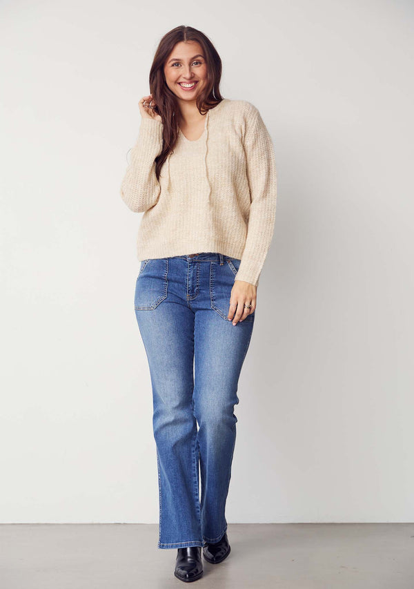 I SAY Anna String Pullover Knitwear 111 Sand Melange