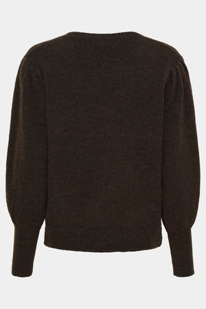 I SAY Anna V-Neck Pullover Knitwear 357 Dark Brown Melange