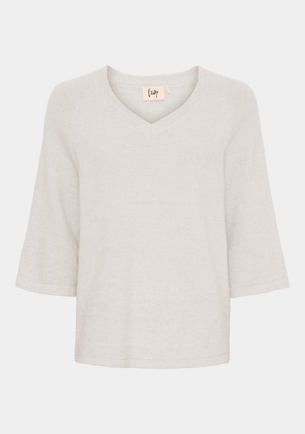 I SAY Anna s/s V-Neck Pullover Knitwear 101 Broken White