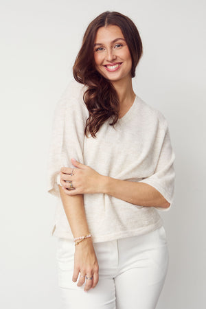 I SAY Anna s/s V-Neck Pullover Knitwear 101 Broken White