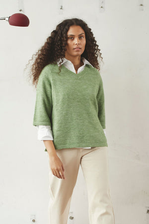 I SAY Anna s/s V-Neck Pullover Knitwear 838 Delicate Green