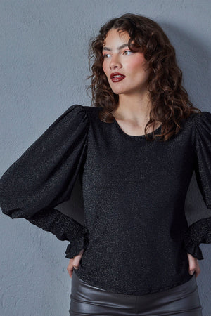 I SAY Barbel Blouse Blouses H87 Black w/Silver