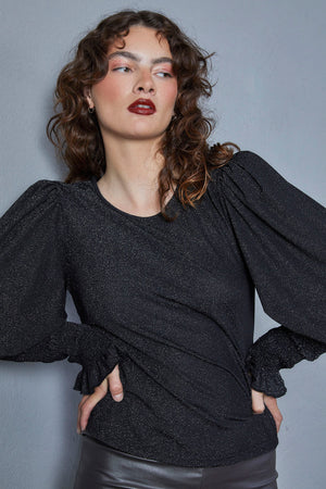 I SAY Barbel Blouse Blouses H87 Black w/Silver