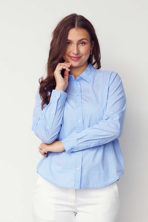 I SAY Bellis Striped Shirt Shirts M56 Light Blue Pinstripe