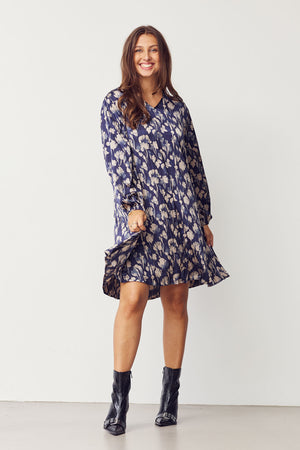 I SAY Bitten Pleat Dress Dresses A30 Blue Mood