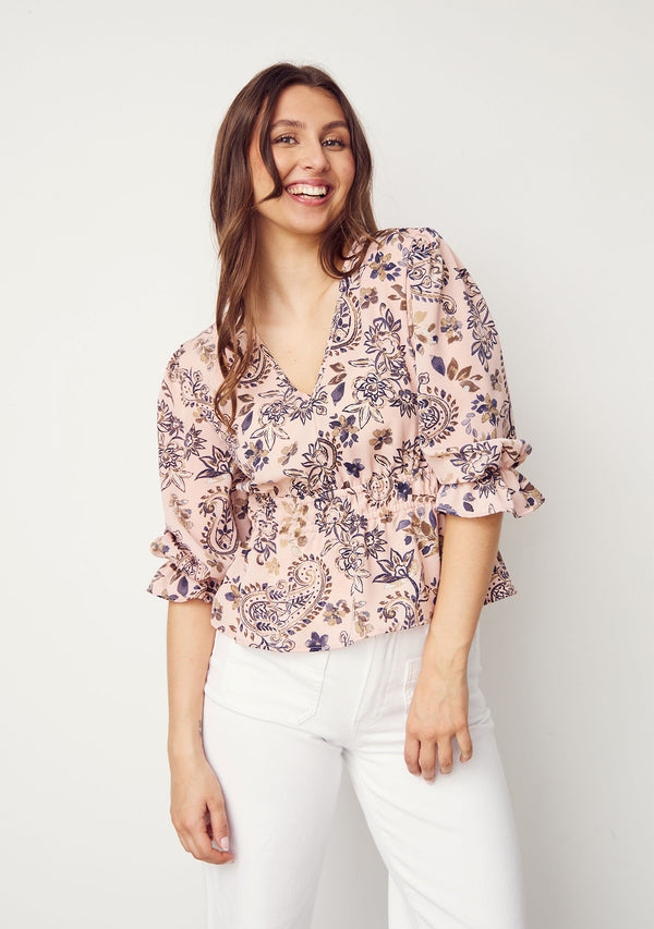 I SAY Bitten Waistband Blouse Blouses M94 Rose Floral