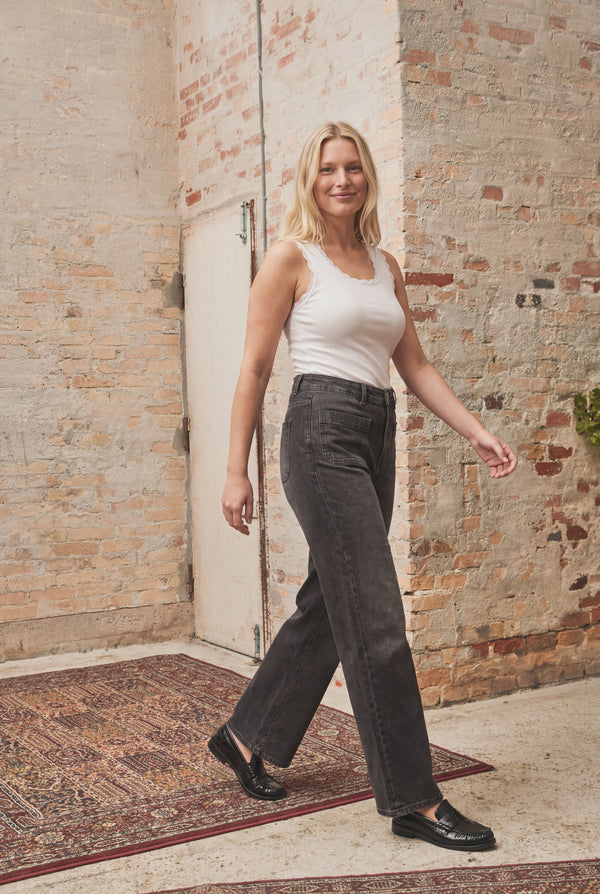 I SAY Bologna Wide Jeans Pants 923 Washed Grey